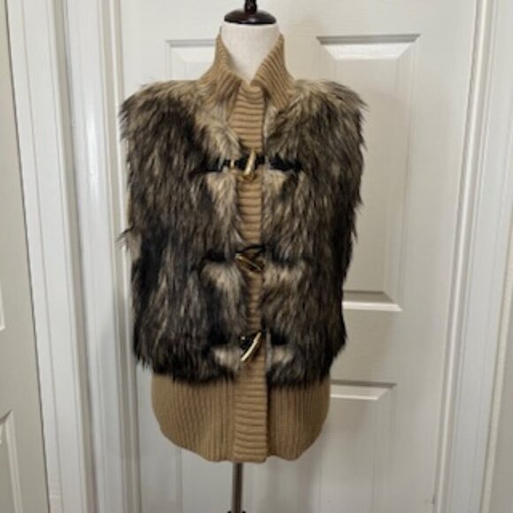NEW Michael Kors Faux Fur And Sweater Knit Vest Zip Front Women’s‎ Sz Large NWT - Picture 12 of 14